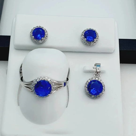 "925 Sterling Silver Cubic Zircon Birthstone Jewelry Set, UU1P7A7074 - Picture 2 of 9